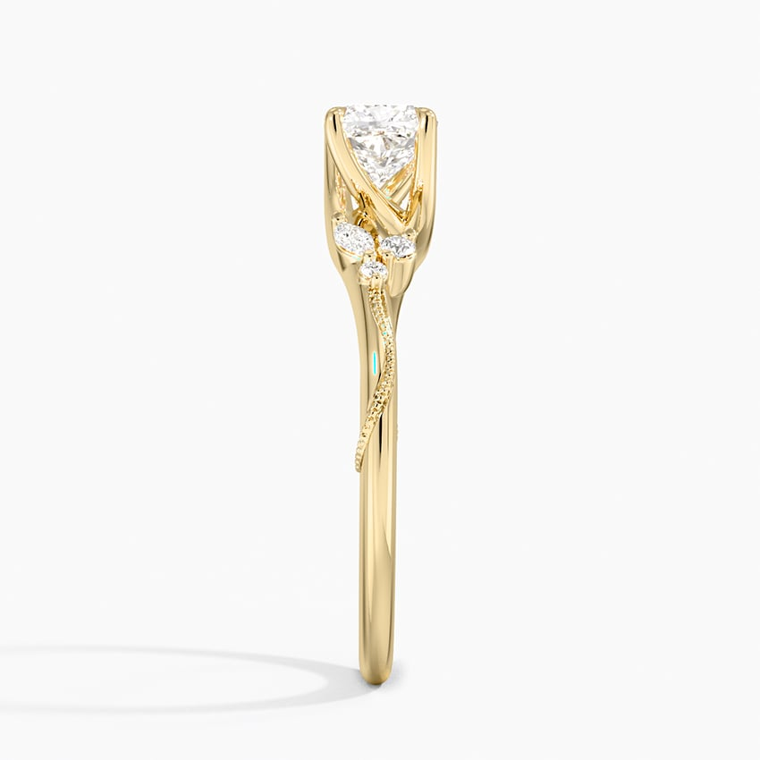 3/4Ct Cushion Lab Grown Diamond Milgrain Gold Ring