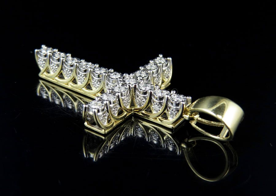 10K Lab Grown Diamond 3D Solitaire Cross Pendant
