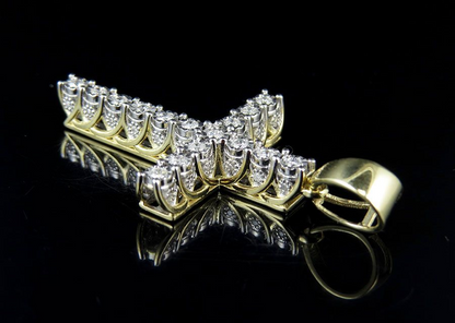 10K Lab Grown Diamond 3D Solitaire Cross Pendant