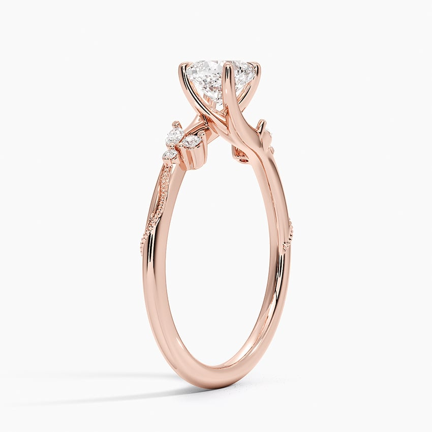 3/4Ct Cushion Lab Grown Diamond Milgrain Gold Ring
