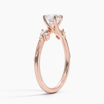 3/4Ct Cushion Lab Grown Diamond Milgrain Gold Ring