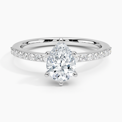 1Ct Pear Lab Grown Diamond Six Prong Petite Shared Prong Ring