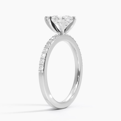 1Ct Pear Lab Grown Diamond Six Prong Petite Shared Prong Ring