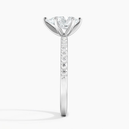 1Ct Pear Lab Grown Diamond Six Prong Petite Shared Prong Ring