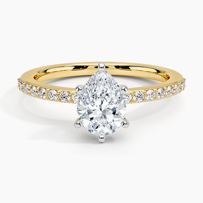 1Ct Pear Lab Grown Diamond Six Prong Petite Shared Prong Ring