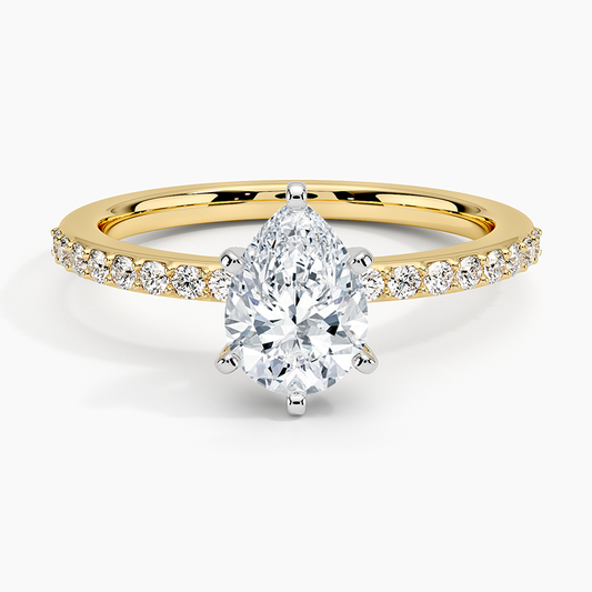 1Ct Pear Lab Grown Diamond Six Prong Petite Shared Prong Ring