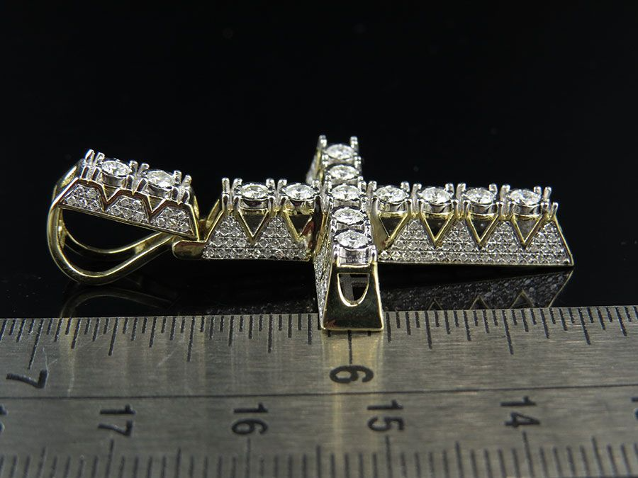 10K Lab Grown Diamond 3D Illusion Solitaire Cross Pendant