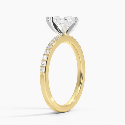 1Ct Pear Lab Grown Diamond Six Prong Petite Shared Prong Ring