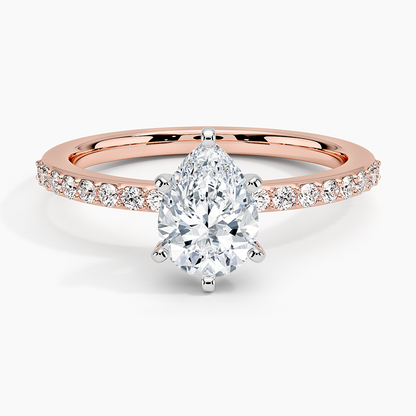 1Ct Pear Lab Grown Diamond Six Prong Petite Shared Prong Ring