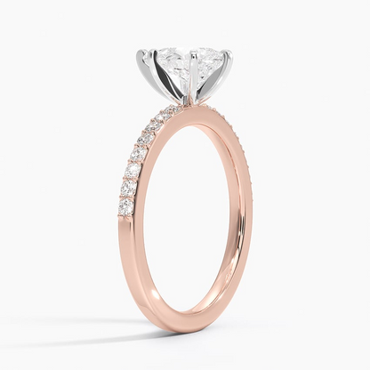 1Ct Pear Lab Grown Diamond Six Prong Petite Shared Prong Ring