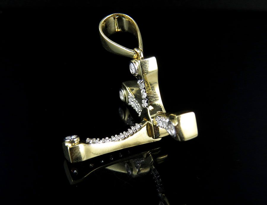 10K 1.6 Inch Lab Grown Diamond Designer Cross Charm