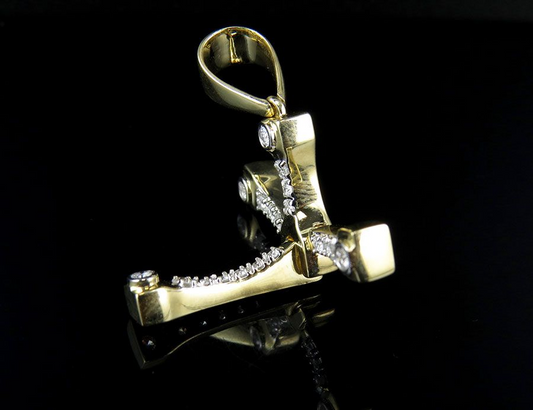10K 1.6 Inch Lab Grown Diamond Designer Cross Charm