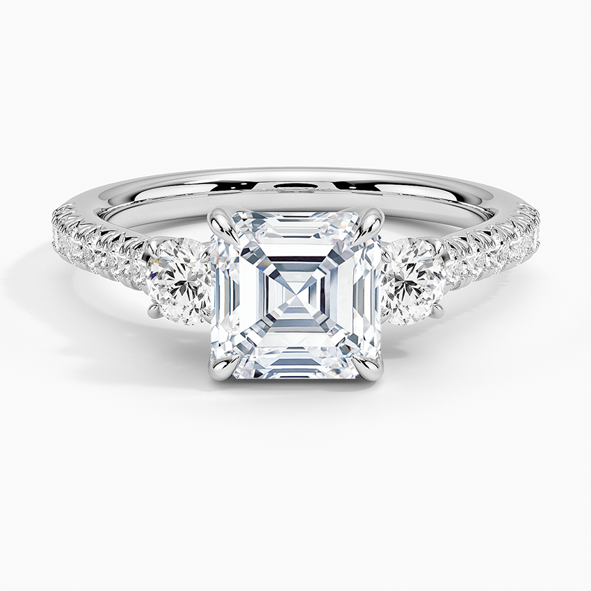 11/2Ct Asscher Lab Grown Diamond Cluster Engagement Ring