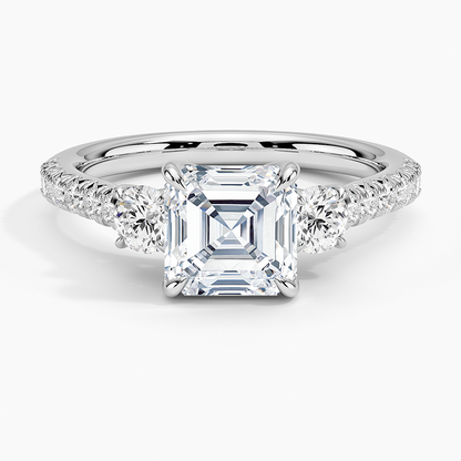 11/2Ct Asscher Lab Grown Diamond Cluster Engagement Ring