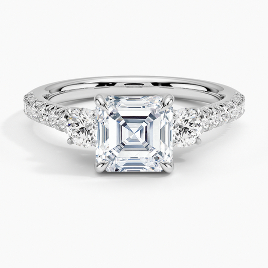 11/2Ct Asscher Lab Grown Diamond Cluster Engagement Ring