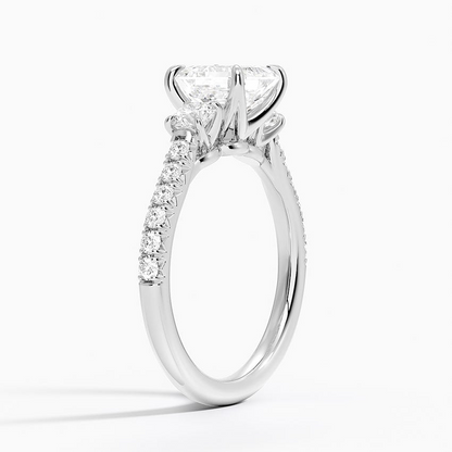 11/2Ct Asscher Lab Grown Diamond Cluster Engagement Ring