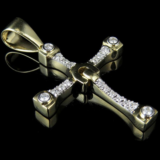 10K 1.6 Inch Lab Grown Diamond Designer Cross Charm