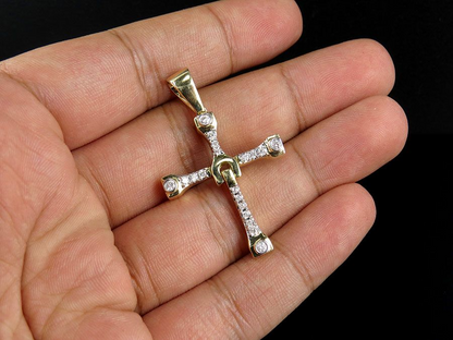 10K 1.6 Inch Lab Grown Diamond Designer Cross Charm