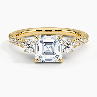 11/2Ct Asscher Lab Grown Diamond Cluster Engagement Ring