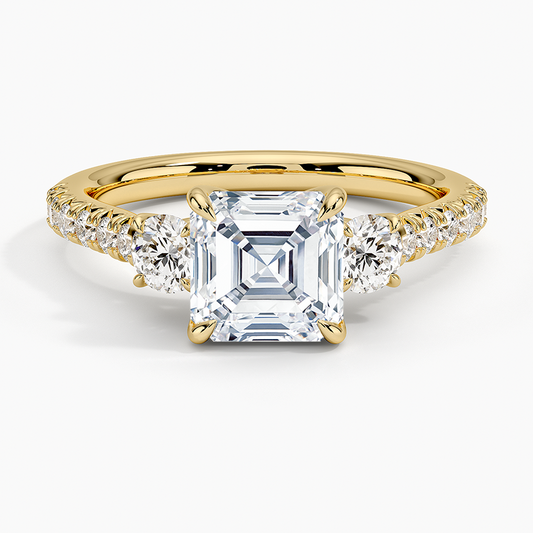11/2Ct Asscher Lab Grown Diamond Cluster Engagement Ring