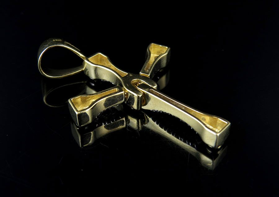 10K 1.6 Inch Lab Grown Diamond Designer Cross Charm