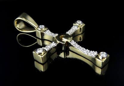 10K 1.6 Inch Lab Grown Diamond Designer Cross Charm