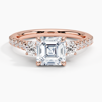 11/2Ct Asscher Lab Grown Diamond Cluster Engagement Ring