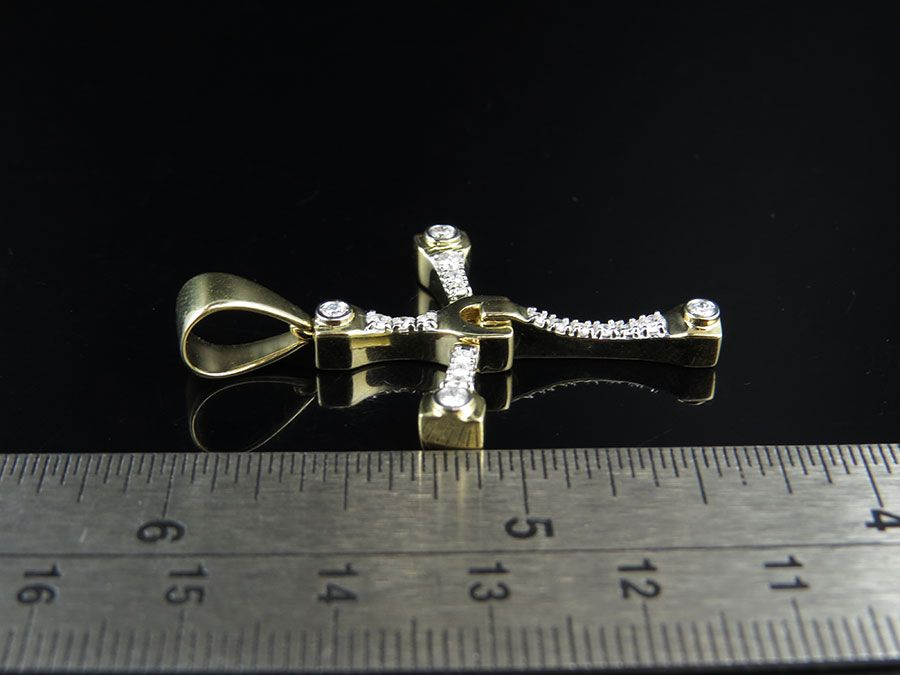 10K 1.6 Inch Lab Grown Diamond Designer Cross Charm