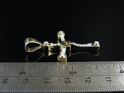 10K 1.6 Inch Lab Grown Diamond Designer Cross Charm