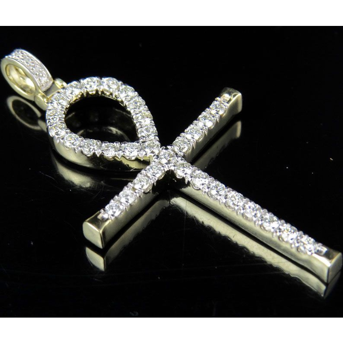 1.10 CTW Lab Grown Diamond One Row Ankh Cross Pendant