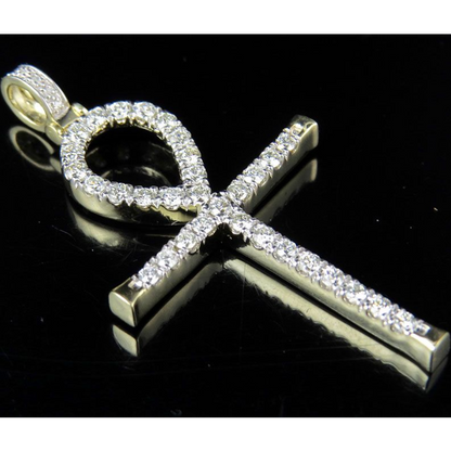 1.10 CTW Lab Grown Diamond One Row Ankh Cross Pendant