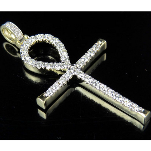 1.10 CTW Lab Grown Diamond One Row Ankh Cross Pendant