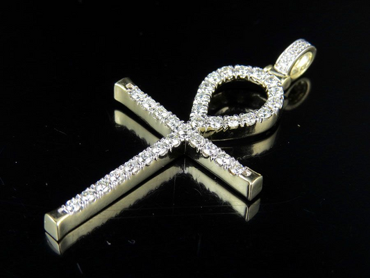 1.10 CTW Lab Grown Diamond One Row Ankh Cross Pendant
