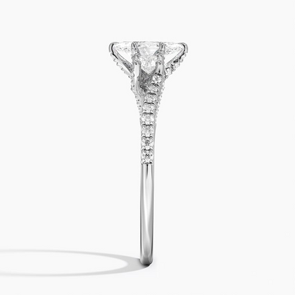 1/2CT Marquise Lab Grown Diamond Gold Three Stone Pave Diamond Ring