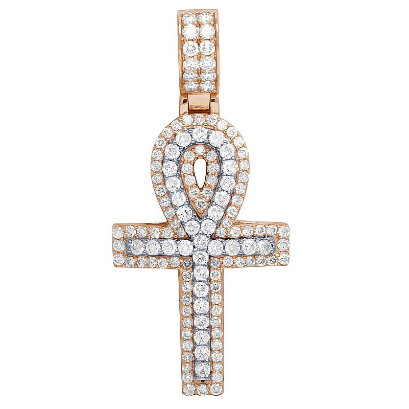 10K Two Tone Lab Grown Diamond Egyptian Ankh Pendant