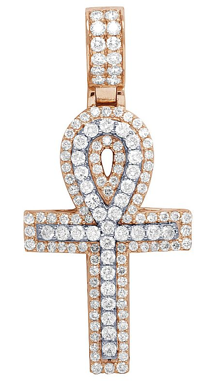 10K Two Tone Lab Grown Diamond Egyptian Ankh Pendant