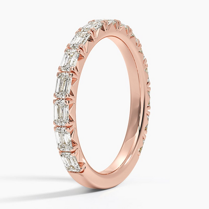 0.83 CTW Emerald Cut Lab Grown Diamond 3/4 Eternity Wedding Band