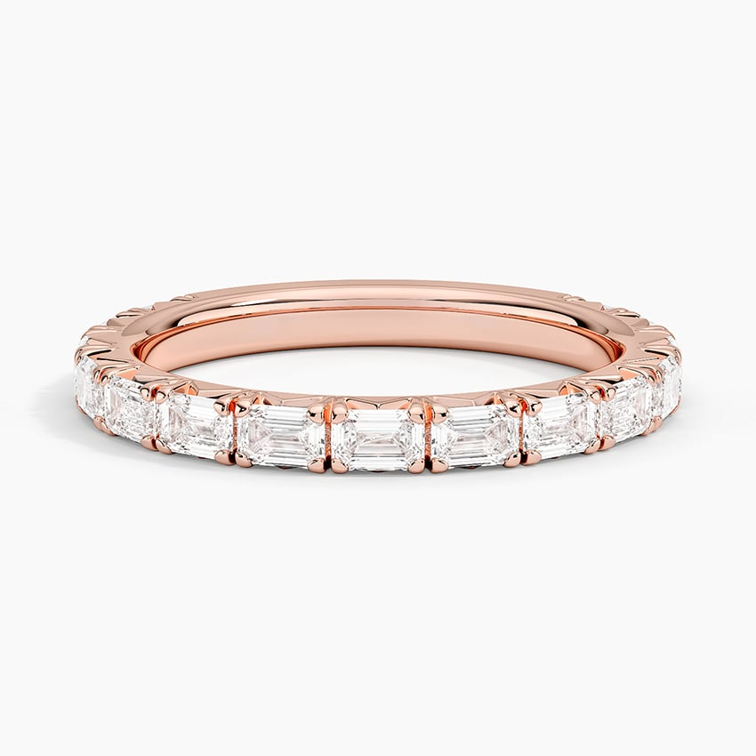 0.83 CTW Emerald Cut Lab Grown Diamond 3/4 Eternity Wedding Band