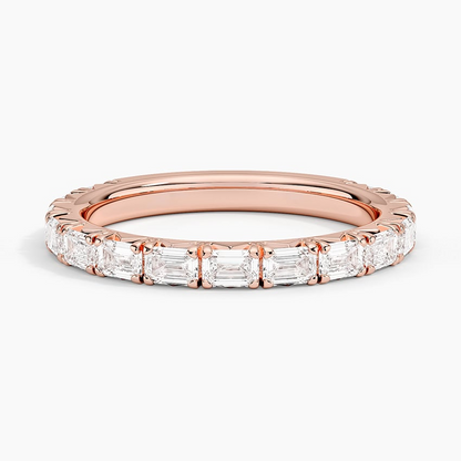 0.83 CTW Emerald Cut Lab Grown Diamond 3/4 Eternity Wedding Band
