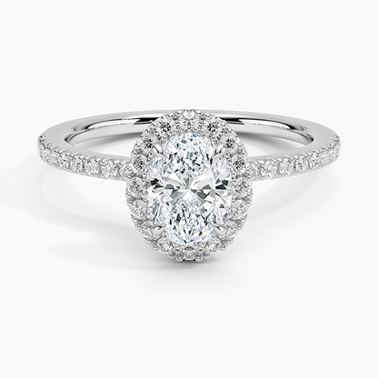 3/4Ct Oval Lab Grown Diamond Halo Engagement Ring