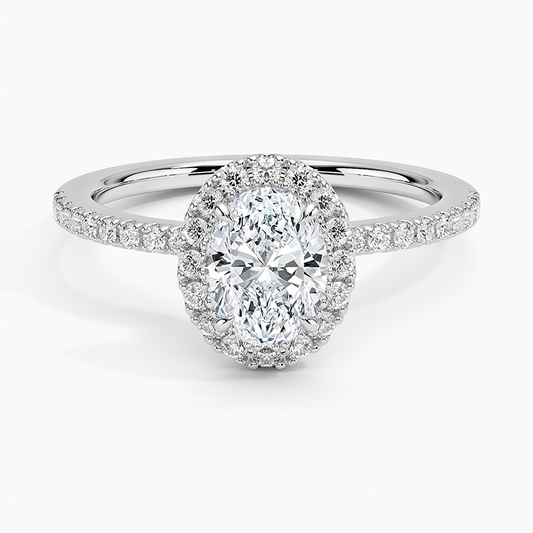 3/4Ct Oval Lab Grown Diamond Halo Engagement Ring