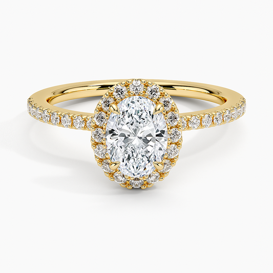 3/4Ct Oval Lab Grown Diamond Halo Engagement Ring
