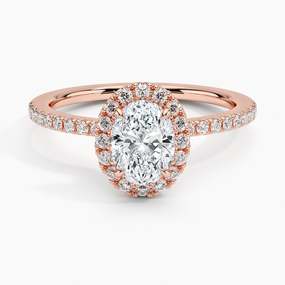 3/4Ct Oval Lab Grown Diamond Halo Engagement Ring