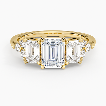 1Ct Emerald Lab Grown Diamond Gold Cluster Diamond Ring