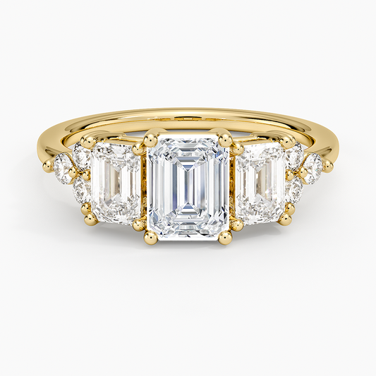 1Ct Emerald Lab Grown Diamond Gold Cluster Diamond Ring