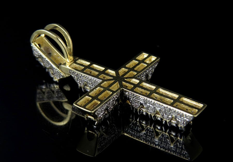 10k Lab Grown Diamond Solitaire 3D Miracle Cross Pendant