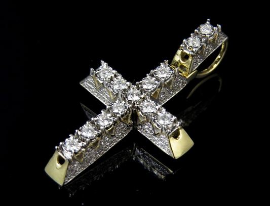 10k Lab Grown Diamond Solitaire 3D Miracle Cross Pendant