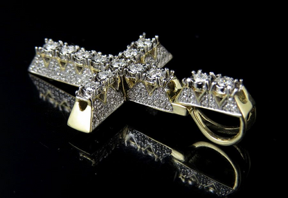 10k Lab Grown Diamond Solitaire 3D Miracle Cross Pendant