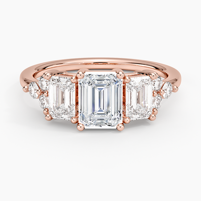 1Ct Emerald Lab Grown Diamond Gold Cluster Diamond Ring