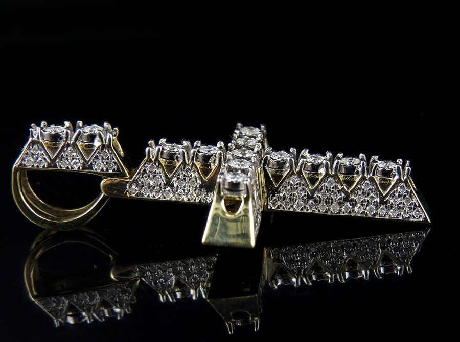 10k Lab Grown Diamond Solitaire 3D Miracle Cross Pendant